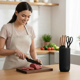 مجموعة سكاكين مطبخ من الستانلس ستيل مضادة للصدأ، تصميم مريح (اسود)