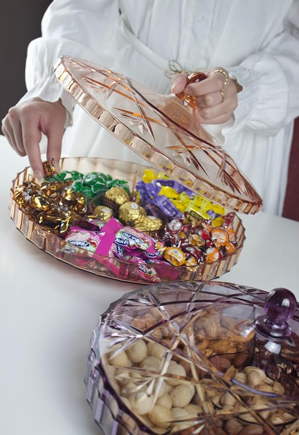 طبق تسالي اكريليك ساره (متوفر لونين شفاف و عسلي)