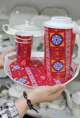 طقم رمضان صنيه + دورق + 4 اكواب