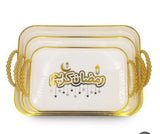 طقم صواني ديكور من الميلامين 3 قطع (إسود و أبيض)